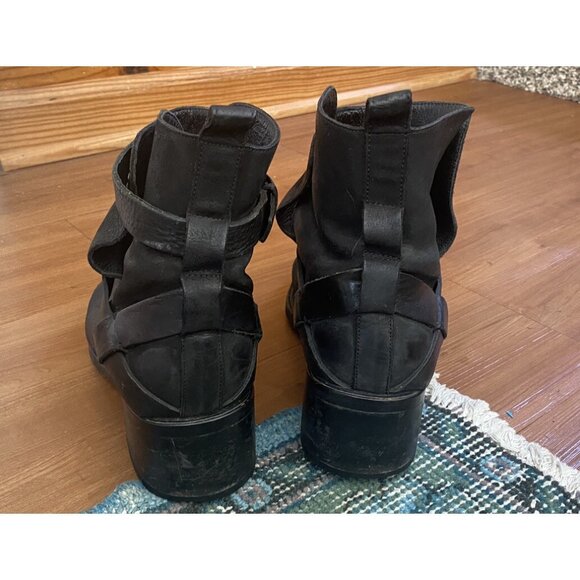 ALL SAINTS Pointy Toe Leather Boot Women 39 Slip On Harness black 9 8.5 - Picture 3 of 8